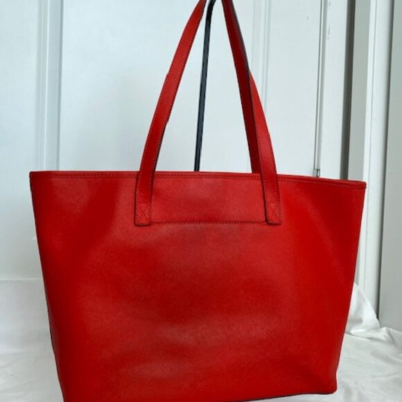 MICHAEL KORS Large Jet Set Orange Saffiano Leather Shoulder Laptop Tote Bag - Picture 5 of 16